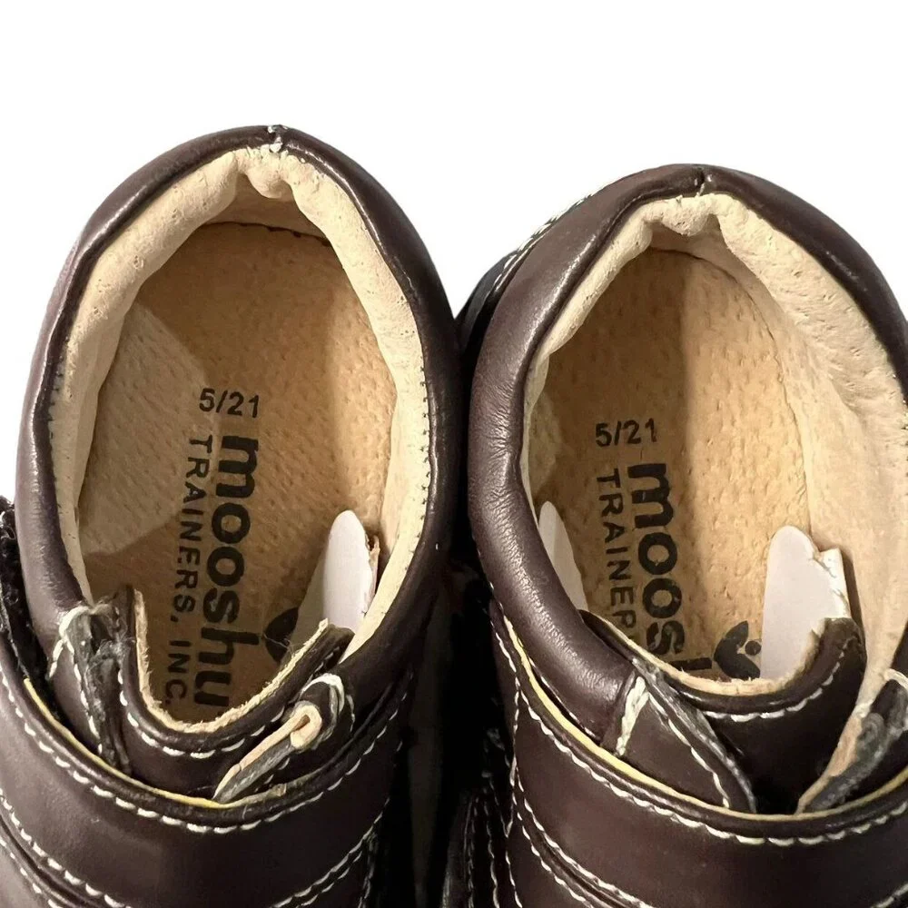 NEW Mooshu Trainers Sz 5 Brown Leather Squeaker Shoes